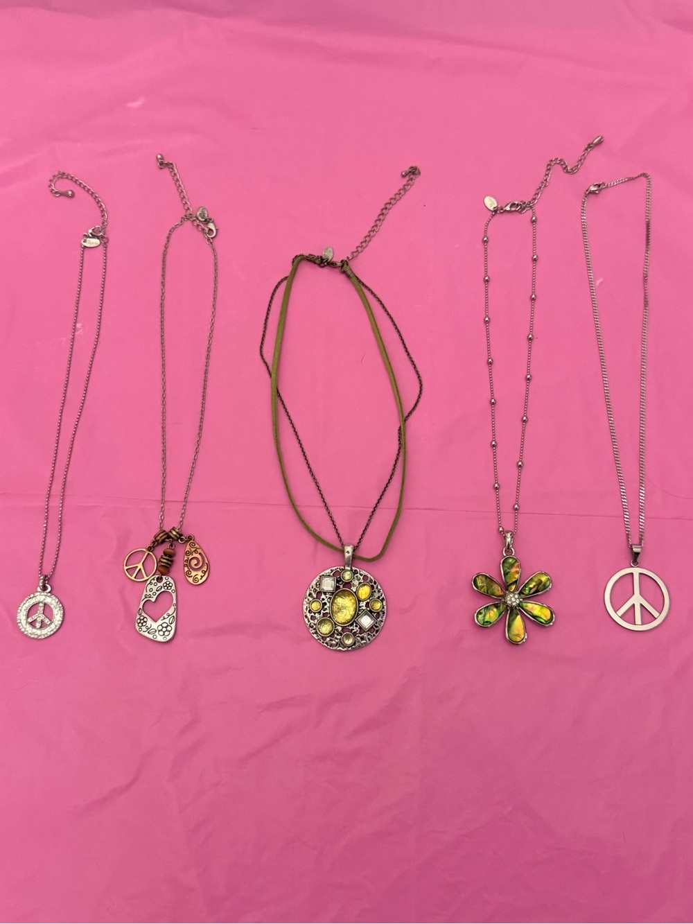 Lot of Assorted Boho Pendant Necklace - Set of 5 Statement Necklaces